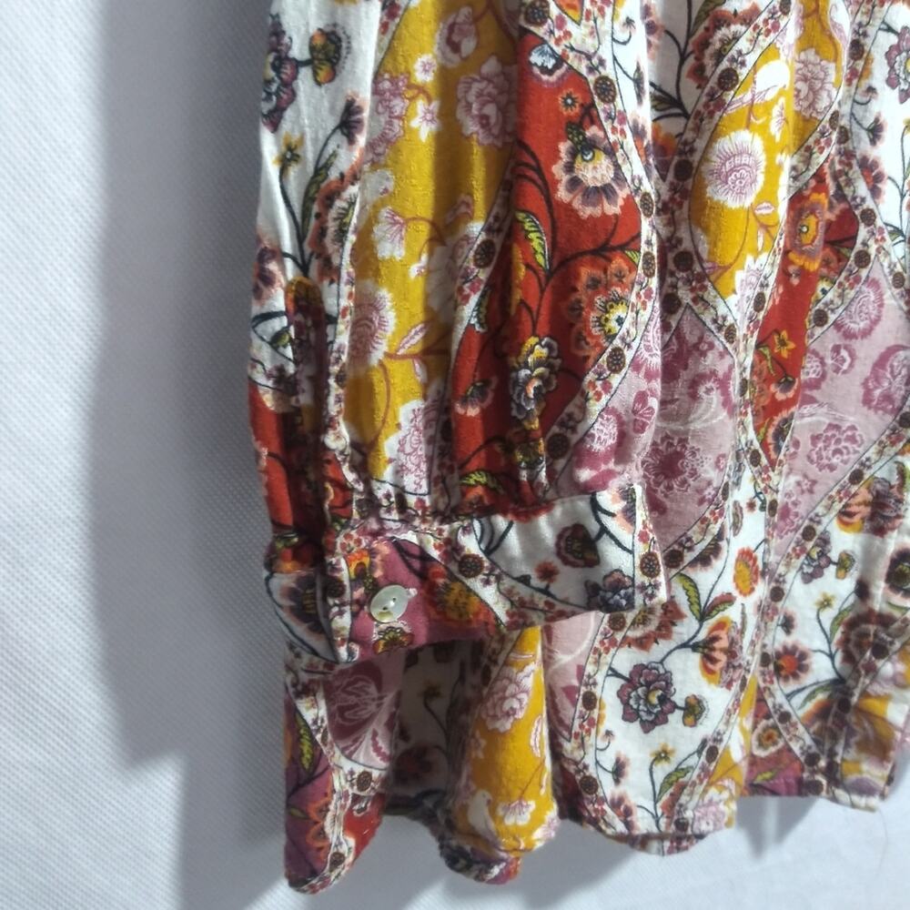 Jane and Delancey Retro Floral Paisley Oversized Button Up Top Boho Sz XL - Picture 3 of 9
